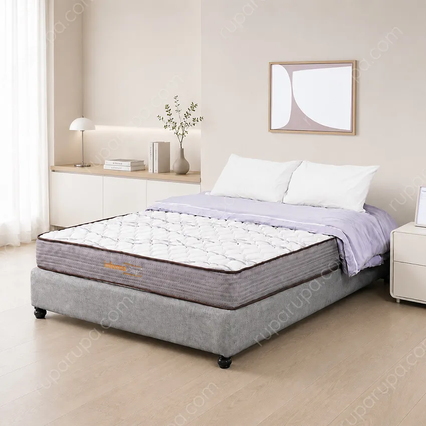Informa Sleep 100x200x20 cm Mora Kasur Busa Bonell Springbed In Box - Putih/Cokelat